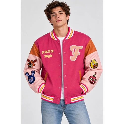 Theorywear FNAF High Varsity Jacket Five Nights at Freddy Letterman Size Large - product listing photo