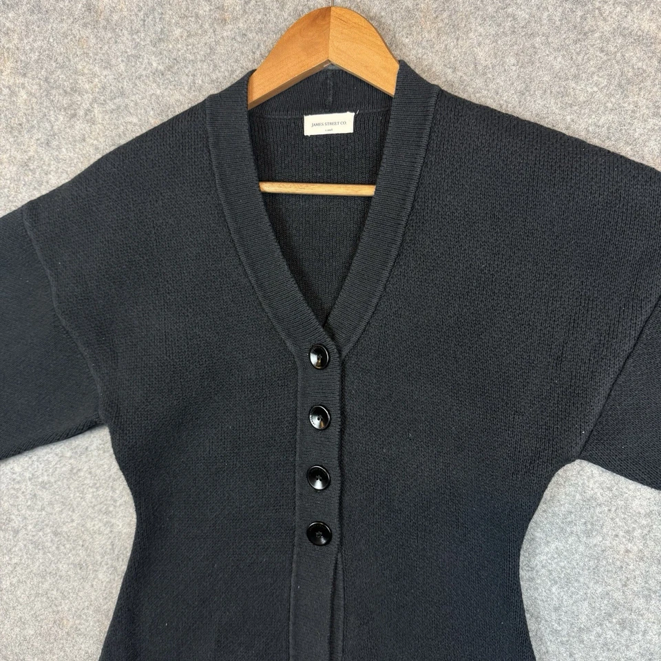 James Street Co Sade Top Womens XS Black Linen Blend Hourglass Dropped Shoulder - Image 3 of 4