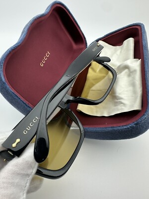 Gucci GG0786S Black Frame Yellow Lens Square Men's