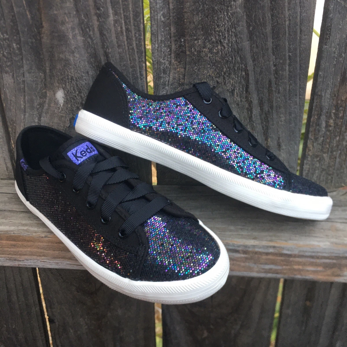 Keds Girl School Shoes 1 Black Sneakers Kickstart Jr Shimmer