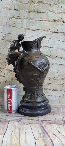Impresionante jarrón escultura dama caprichoso art nouveau/deco de bronce vintage LooK venta - Imagen 2 de 10