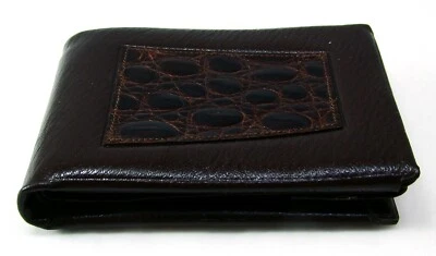 Prince Gardner Registrar Pliante Marron Cuir Alligator Insertion Homme Vintage - Photo 1/4
