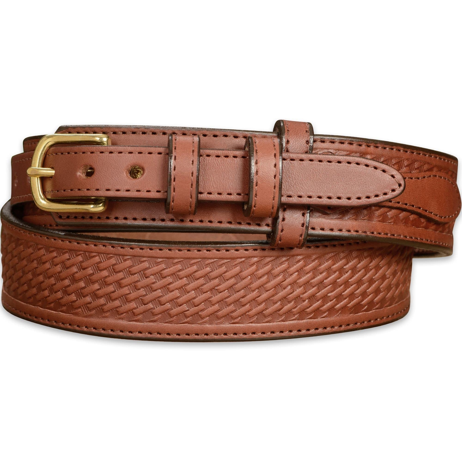 Bullhide Belts Mens Basket Weave Leather Belt, 1.5" Wide, Medium Brown, 40"
