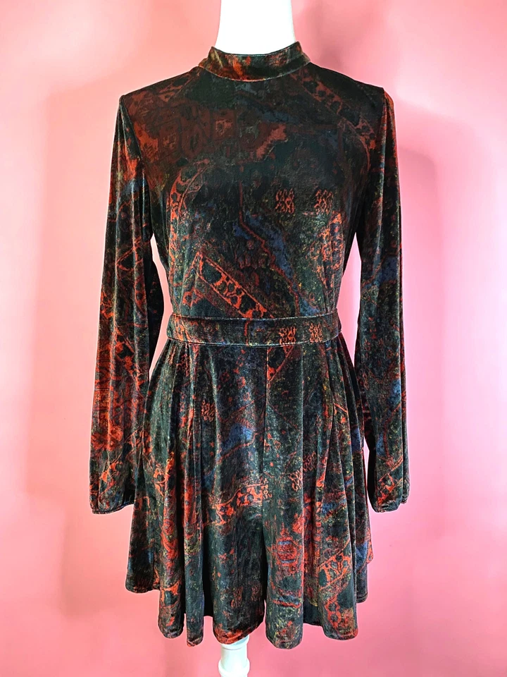 Free People - Red velvet printed Jumpsuit Romper Overall Size L NEW TikTok Y2k - Bild 4 von 4