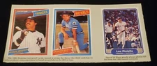 1986 BASEBALL CARDS MAGAZINE Uncut Panel (3) Cards - Reggie Jax & George Brett