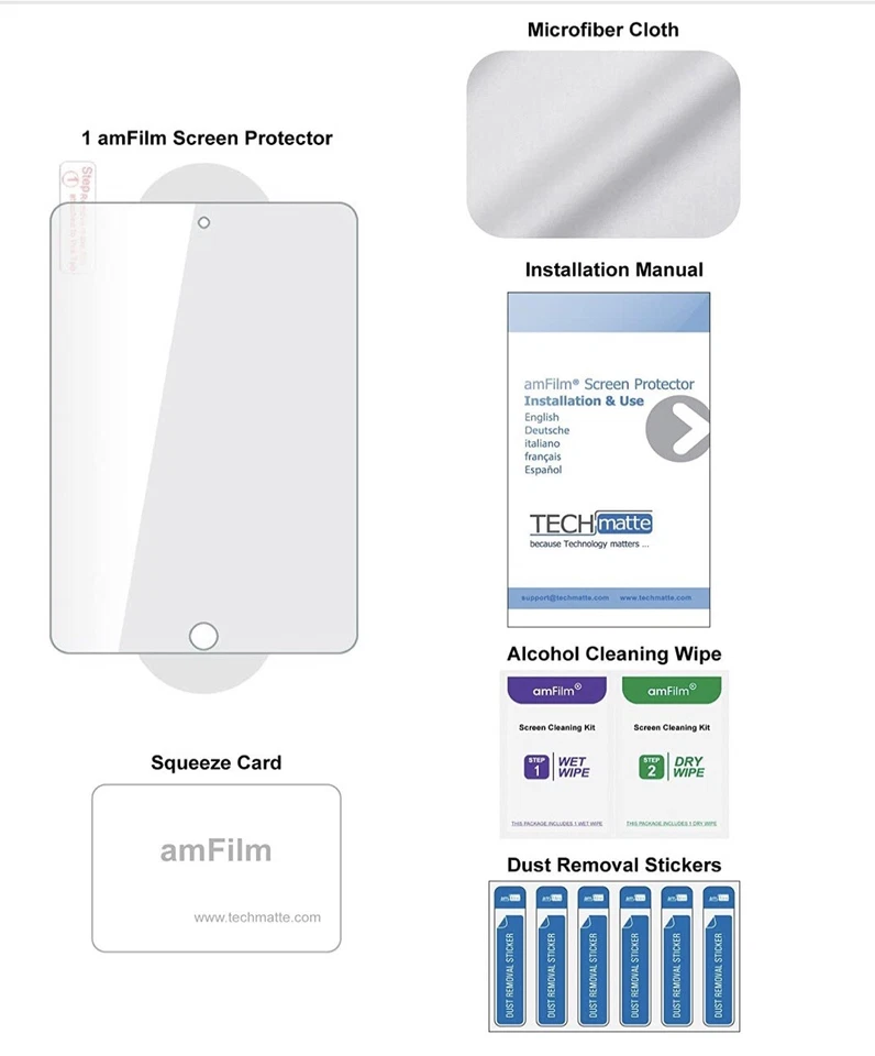 amFilm Apple iPad Mini 5 / Mini 4 Tempered Glass Screen Protector (1 Pack) - Image 4 of 4