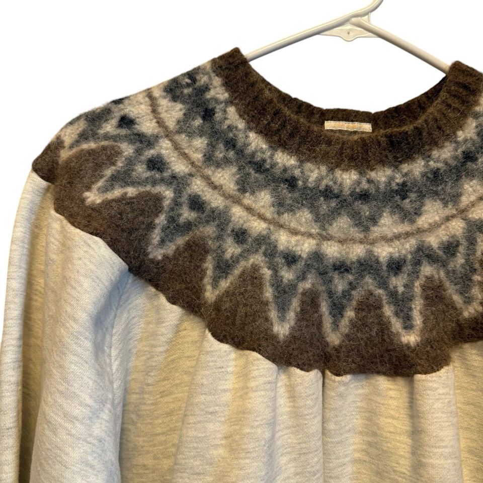 Suéter Mother The Half Of Me Fair-Isle Halfway to Nowhere tamanho XL cinza marrom - Imagem 2 de 4