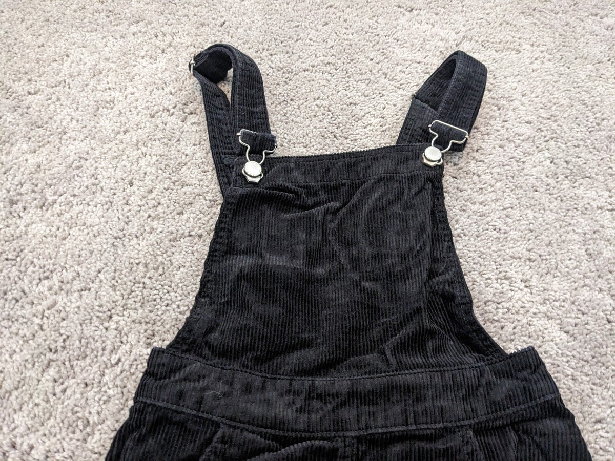 Divided Overall Skirt Women's Size Bib Black Corduroy
