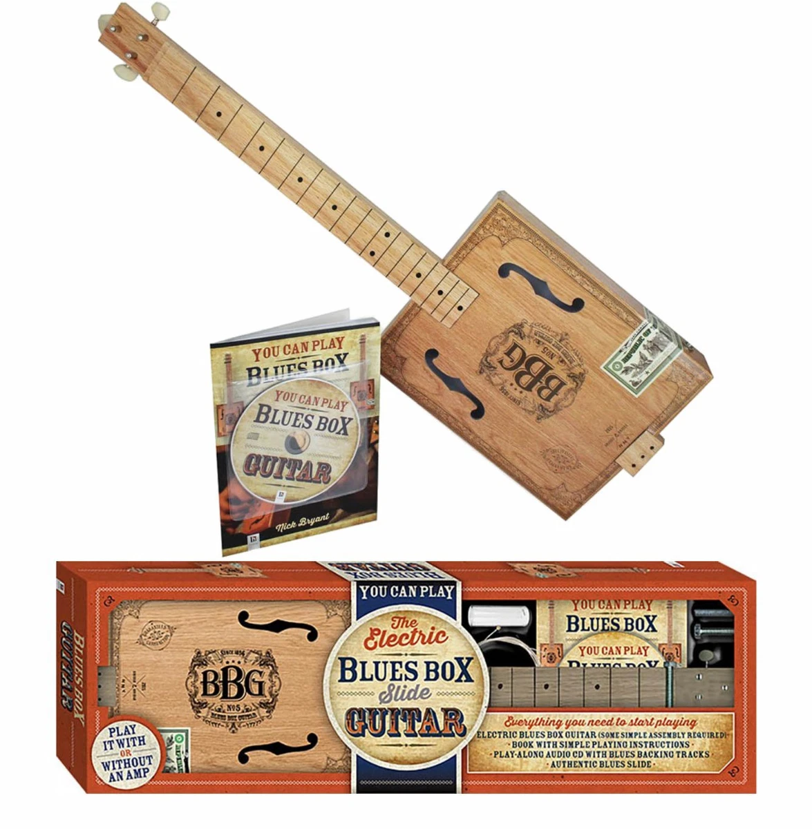 The Electric Blues Box Slide Guitar Kit with Guitar Instruction Book and DVD