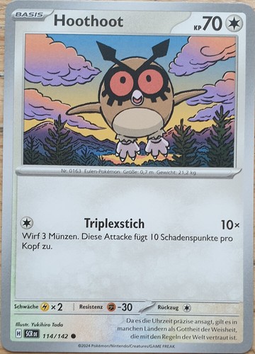 Hoothoot Pokemon Sammelkarte Neu unbenutzt
