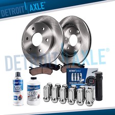 Front Disc Rotors & Brake Pads + 12pc Lug Nuts w/key for Enclave Traverse Acadia