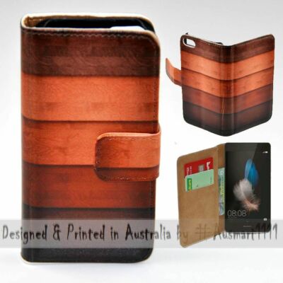 For Huawei Series - Timber Pattern Print Wallet Mobile Phone Case Cover