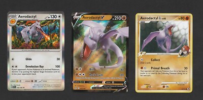 Aerodactyl Pokemon Card Collection Set of 3 English Cards Ultra Rare Holo V