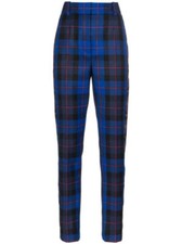 NWT Versace Women's Blue Rattan Plaid Wool Pants High waisted Size 40 IT 2018 FW