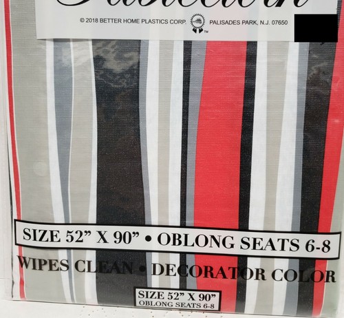 Thin Tablecloth Vinyl Flannel Back, 52" x 90" Oblong, MULTICOLOR STRIPES # 1a,BH - Picture 8 of 12