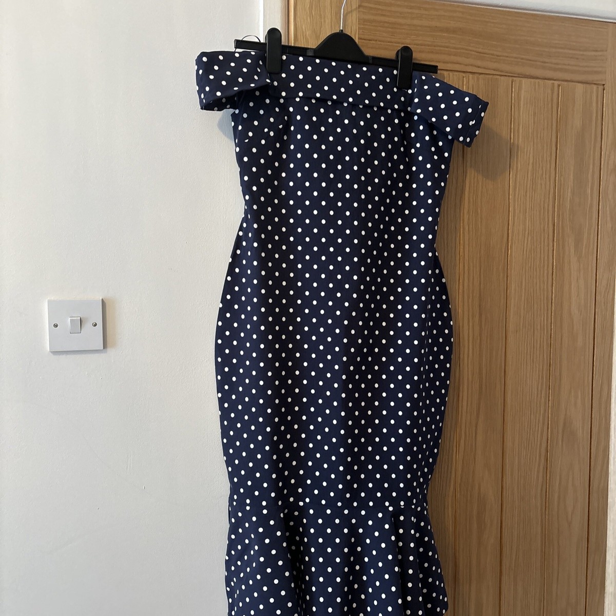 Vesper Navy With White Spots Dress Size 16 UK - Main Image