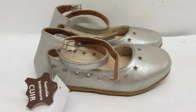 Vertbaudet Glitzer Ballerina Pumps für Mädchen Silber Größe EU 28 REF DHW