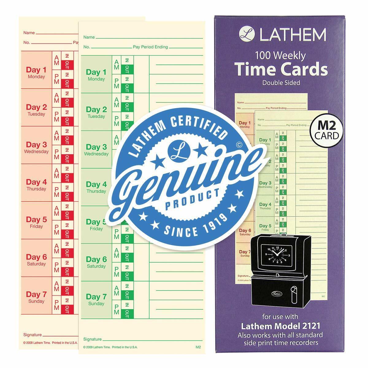 Lathem Weekly Time Cards Double-Sided, for Lathem Model 2121/Sid