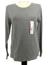 TIME AND TRU RELAXED FIT Grey Long Sleeve Crew Neck Tee Shirt Sz S*