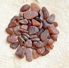 50 Pcs Small / Tiny Genuine SEA GLASS Amber Brown Surf Tumbled Jewelry Quality