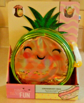 Bite Size Fun Girls Pineapple Zip Crossbody Bag Fanny Pack Two In One Purse