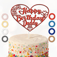 Personalised Glitter Happy Birthday Cake Topper Custom Party Decoration Dad Mom