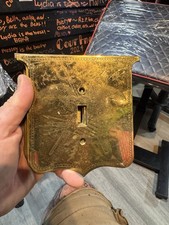 Vintage Brass Switch Cover Plate Detailed Etched Eagle Flag Shield Vintage Brass Switch Cover Plate Detailed Etched Eagle Flag Shield