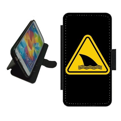 Shark Sign Handyhülle Wallet Flip Cover für iPhone Samsung Pixel SHA1 Warnung