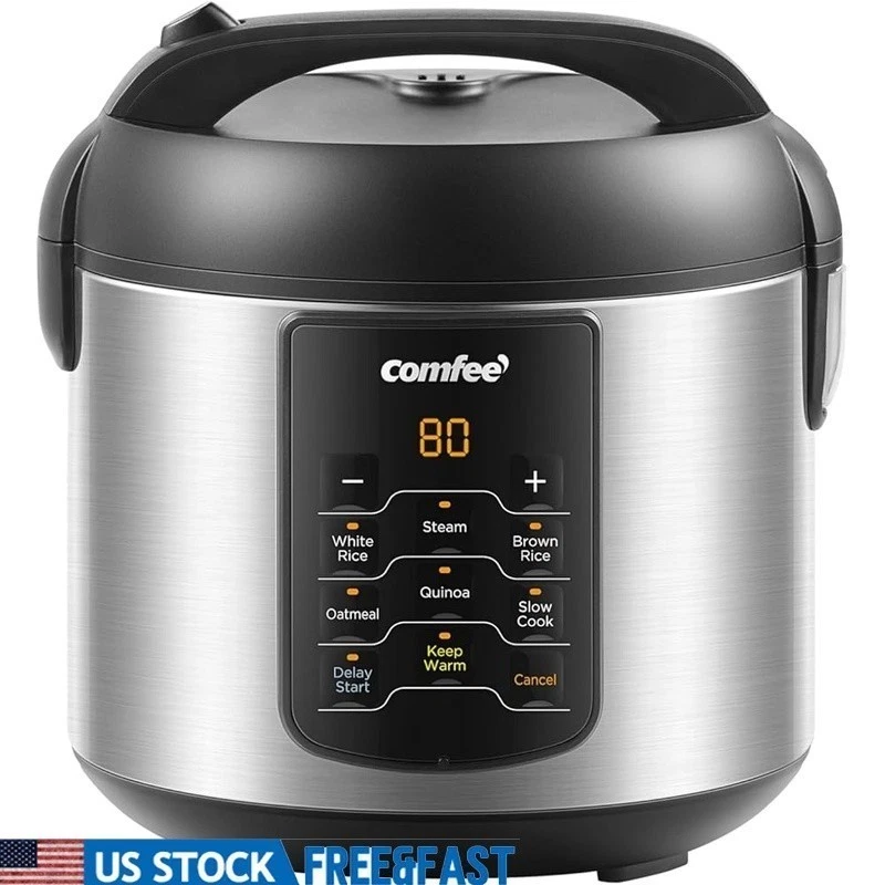 Compact Rice Cooker 6-in-1 Stainless Steel Multi Cooker Slow Cooker 6 Programs
