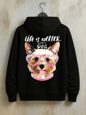Men's Funny Yorkshire Terrier Dog Lover Hoodie - Life is Ruff Full-Body Print Sw