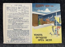 Vintage 1957 Officers Club YOKOTA JAPAN January Happy New Year Menu Open Mess