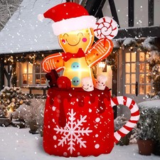 6 FT Christmas Inflatables Gingerbread Inflatable Christmas Outdoor Decorations