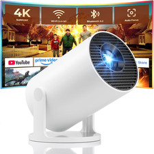 4K Mini Projector WiFi 6 Bluetooth Auto Keystone 180 Rotatable Portable