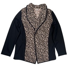 New Chicos Chic Cheetah Camel Ponte Jacket Women Large Animal Print Open Front