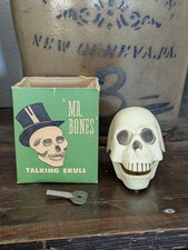 Original 1954 Mr. Bones Talking Wind-Up Skull w/ Box Famous Monsters H. Fishlove