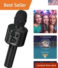 3-in-1 Bluetooth Karaoke Mic & Speaker for Home Parties - Perfect Gift in Black