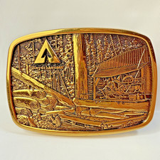 1983 Weyerhaeuser Promo Belt Buckle PNW Lumber Mill Timber Logging Vtg BTS