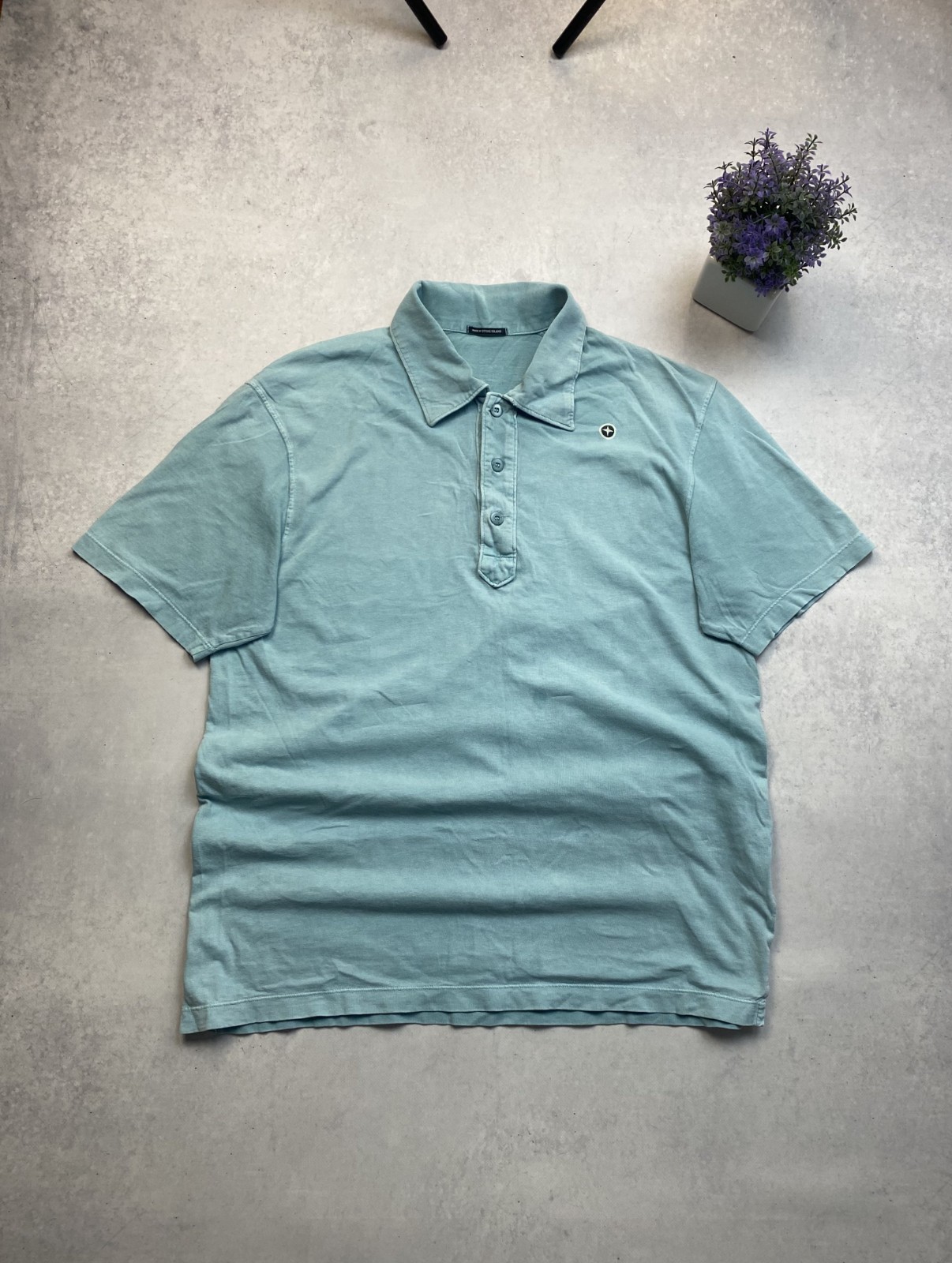 Mens Vintage Stone Island Denims Polo Shirt Short Sleeve Size Xl