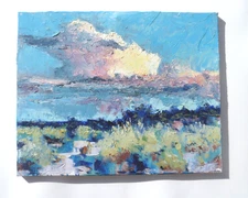 "Cloudburst" Original Oil Painting on Canvas Landscape Clouds 16x20 R Bergquist