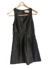 LEIFSDOTTIR Anthropologie Lingonberry Black Lacey Fit and Flare Mini Dress 0