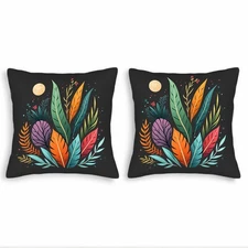 Set of 2 Decorative Throw Pillow Covers 18x18in - Vibrant Botanical Design 