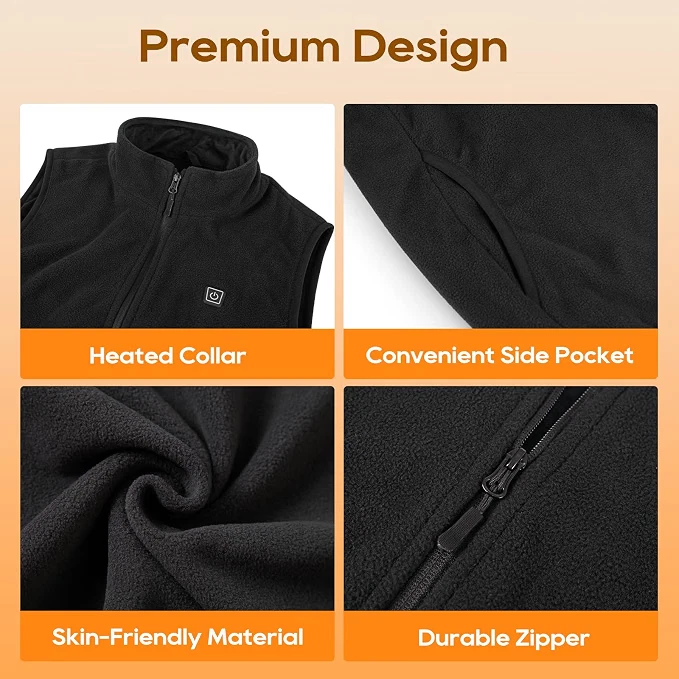 Unisex Heated Vest for Men and Women with 16000mAh Battery Pack, Fleece XXL - product detail image 7