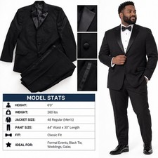 Lauren Ralph Lauren Black Wool Tuxedo Suit 48R 44W x 30L Made in Canada