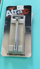 NOS Vtg Gillette Atra New ALUMINUM Razor w/Cartridges Twin Blade Pivoting 1980s