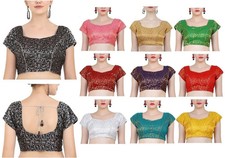 Women's Handmade Brocade Blouse Short Sleeve Saree Blouse Tunic Crop Top Choli