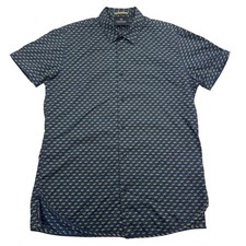 Scotch  Soda Shirt Mens Large Blue Geometric Print Short Sleeve Button Up