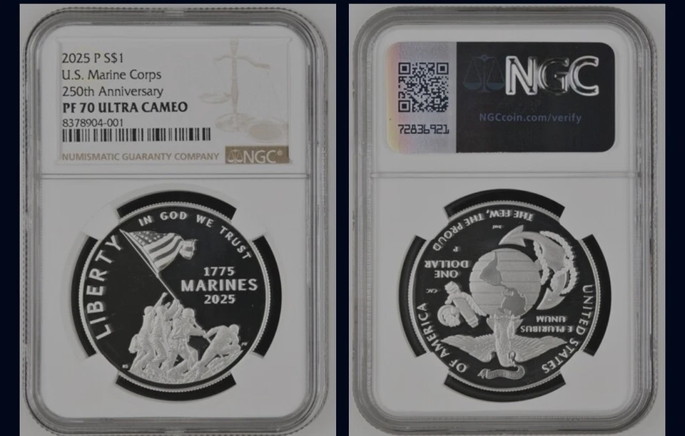 2025-P Marine Corps 250th Silver $1 Dollar Proof NGC PF70  Presale  - Image 2 of 2
