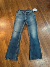 Silver Jeans Co. Womens Bootcut Suki Jeans Sz 28 x 34 Med Wash Acid Fade Stretch