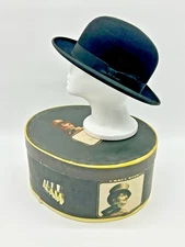 Vintage Men's Bowler Hat by Adam Hats Wool Felt Black With Box