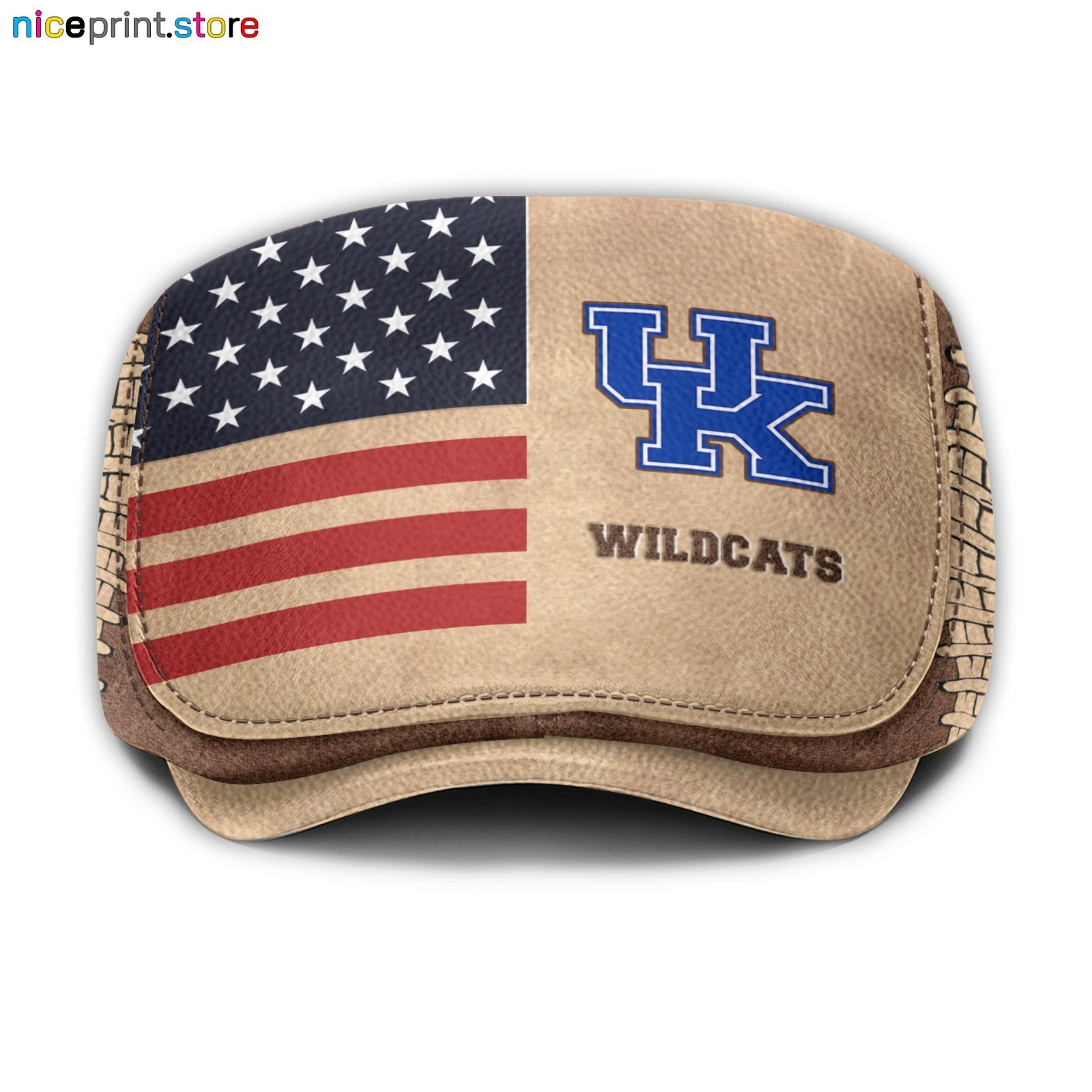 Leather Cap Kentucky Team Wildcats Jeff Cap NCAA Driver Cap NCAA Flat Cap